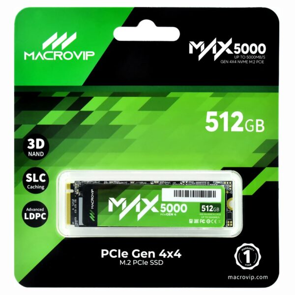 SSD Macrovip MAX5000 M.2 512GB NVMe - MVDMAX5/512GB