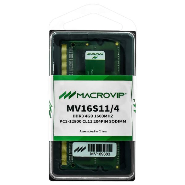 DRAM Memory for Notebook Macrovip DDR3 4GB 1600MHz - MV16S11/4