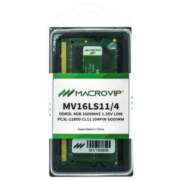 Memória RAM para Notebook Macrovip DDR3L 4GB 1600MHz - MV16LS11/4