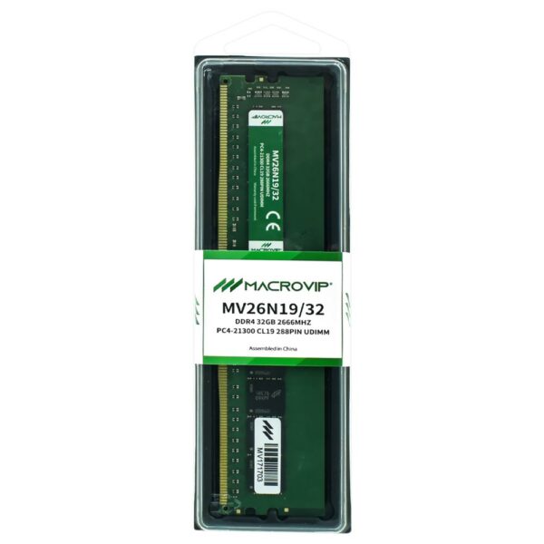 Memória RAM para PC Macrovip DDR4 32GB 2666MHz - MV26N19/32