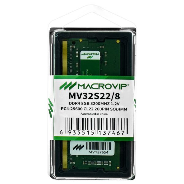 Memoria RAM para Notebook Macrovip DDR4 8GB 3200MHz - MV32S22/8