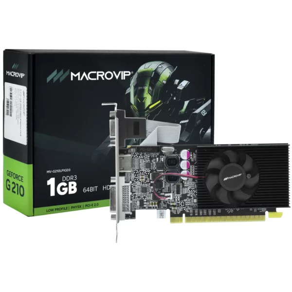 Placa de Vídeo Macrovip 1GB GeForce G210 DDR3 - LOW PROFILE MV-G210LP1GD3