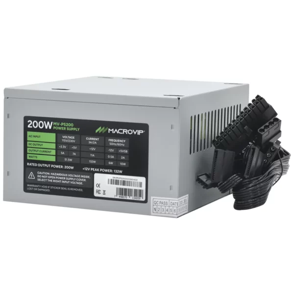 Fonte de Energia Macrovip MV-PS200 200W ATX