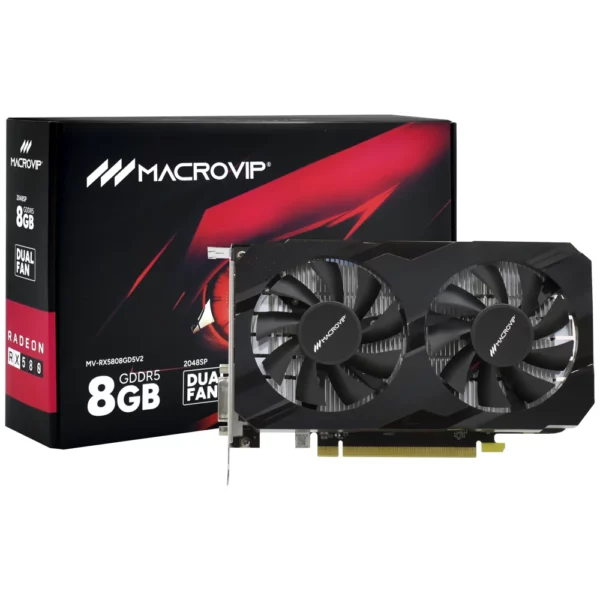 Placa de Video Macrovip Dual 8GB Radeon RX580 V2 GDDR5 - MV-RX5808GD5V2