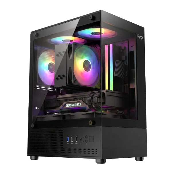 Gabinete Gamer Macrovip MAX Aqua Series TCXU2001 Mid-Tower - Preto