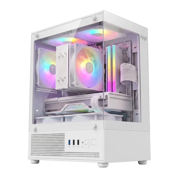 Gabinete Gamer Macrovip MAX Aqua Series TCXU2001 Mid-Tower - Branco